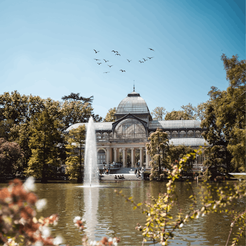 Find serenity on the boating lake and in the rose garden at El Retiro Park