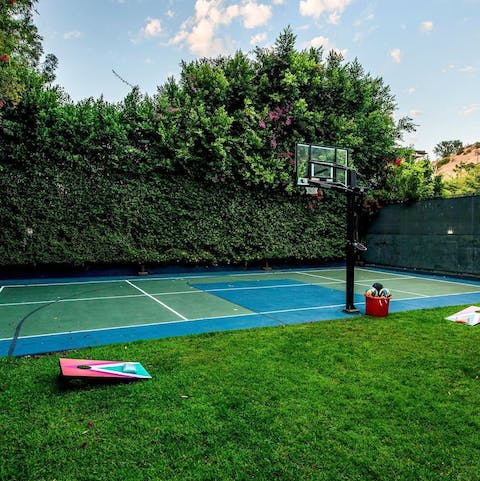 Shoot some hoops on the multi-use court 