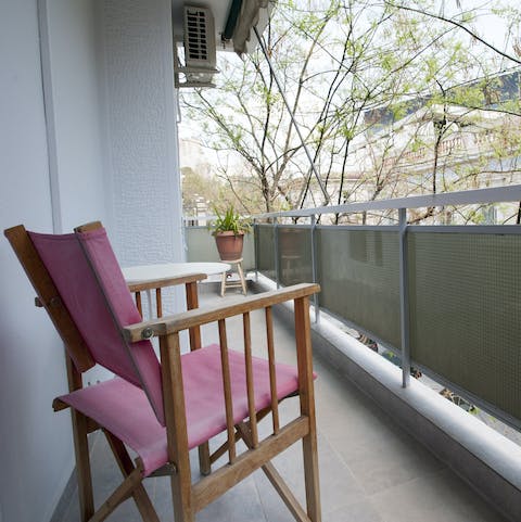 Step onto the balcony to enjoy a cup of coffee