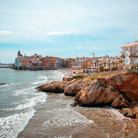 Stay in the charming seaside town of Sitges, seventy-five metres from the beach