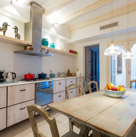 Enjoy family breakfasts in the big, bright kitchen