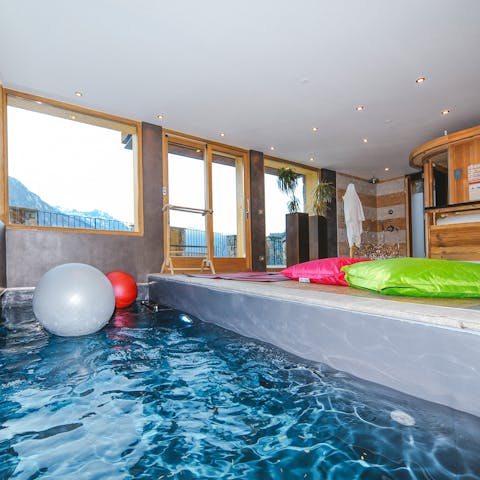 Swim a few laps in the indoor heated pool, or simply soak in the jacuzzi 