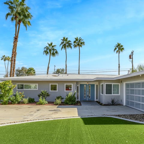 Stay in a mid-century home only a five-minute drive from downtown Palm Springs