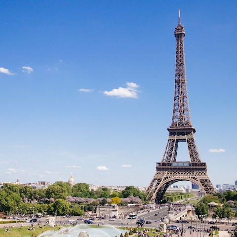 Pack a picnic to be enjoyed beside the Eiffel Tower, a sixteen-minute stroll away