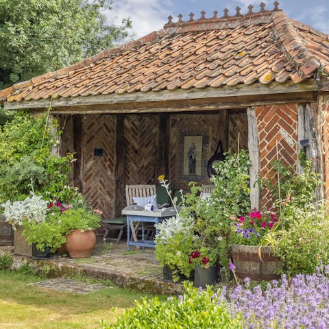 Fire up the barbecue for a grilled dinner in the medieval summer house