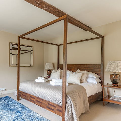 Have a rest in the four-poster bed after a long country walk