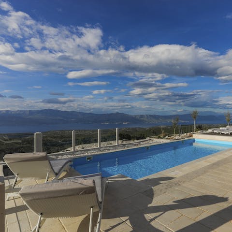 Cool off from the Croatian heat in or beside the private pool as views wrap around you