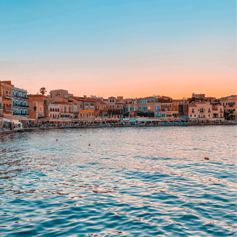 Visit the old Venetian port of Chania, just twenty minutes away
