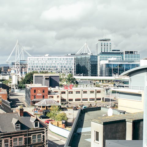 Take in the views of the city centre and the Principality Stadium