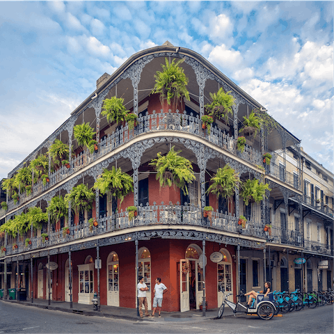 Explore the French quarter  – twenty-seven minutes away by streetcar