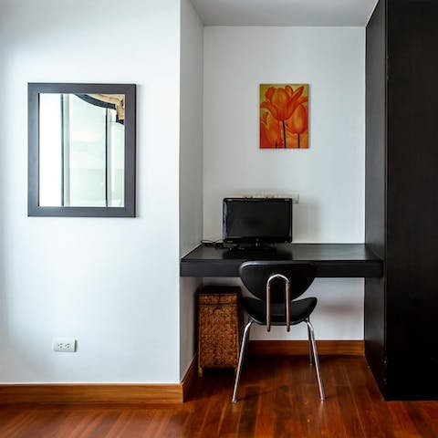 Catch up on work or get creative at the dedicated laptop -friendly workspace