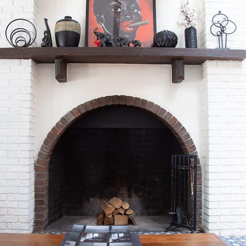 Get a fire going in one of the Spanish-style fireplaces to keep warm
