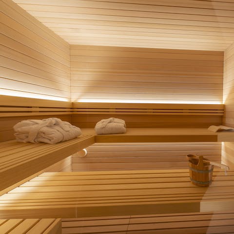Soothe your tired muscles with a session in the sauna