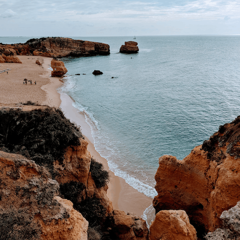Visit Praia do Evaristo beach, just 500m from your home on the Albufeira coastline