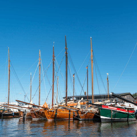 Explore Bodstedt Harbour, known for the traditional Zeesen boats, just a ten-minute walk away