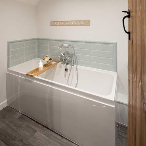 Sink into the bathtub and enjoy so well–deserved rest and relaxation