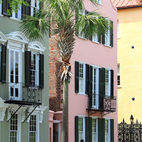 Walk the rainbow streets of the cultural, coastal city of Charleston