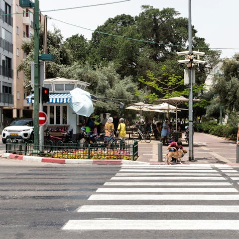 Mosey around the local markets on Ben Gurion Boulevard, three minutes' walk from home