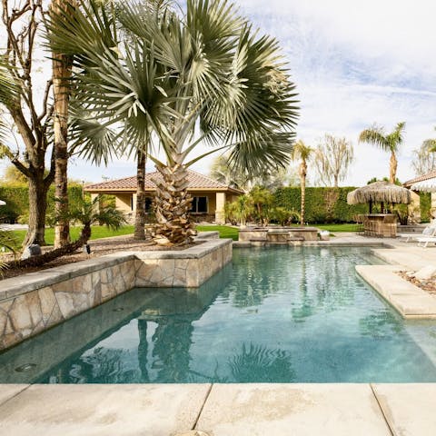 Cool off from the Californian desert sun in the refreshing swimming pool 
