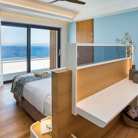 Wake up to knockout sea views from the bedroom’s private balconies