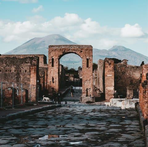 Explore the fascinating ancient site of Pompeii, a short drive away