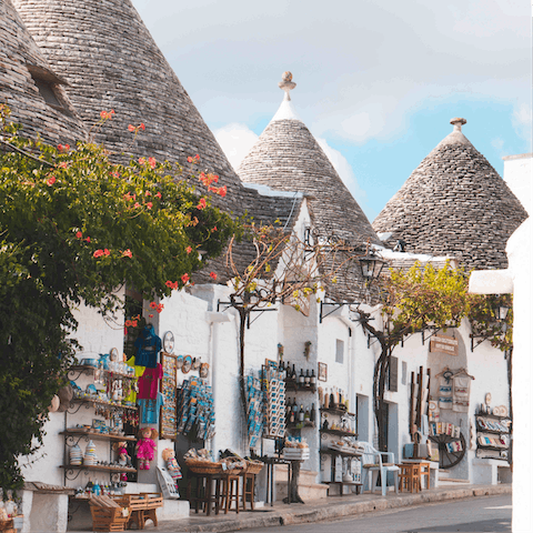 Drive over to Alberobello in five minutes to see its famous Trulli homes