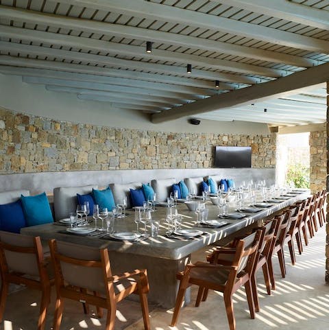 Host lavish lunches at the banquet-sized table in the shade