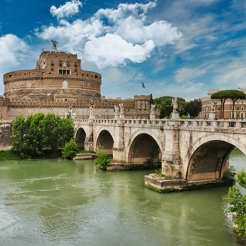 Stroll along the river for twenty-one minutes to see Castel Sant’Angelo 