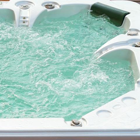 Spend cooler evenings warming up in the hot tub