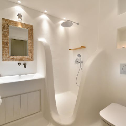 Cool off in the home's stylish shower rooms