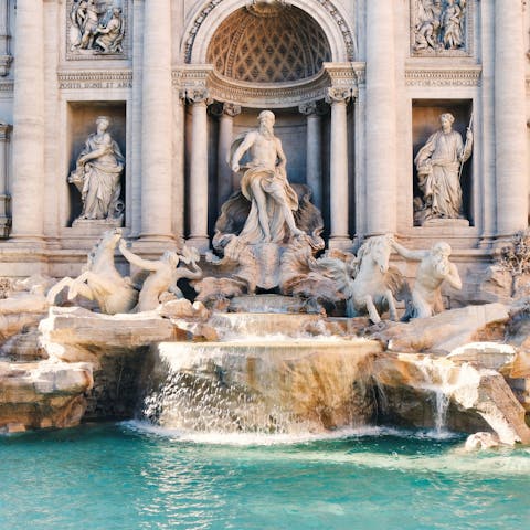 Admire Rome's iconic sights – the Trevi Fountain is a short walk way