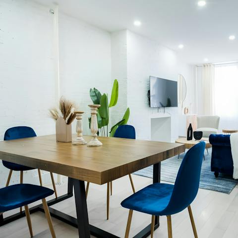 Enjoy a takeaway from a local restaurant at the dining area