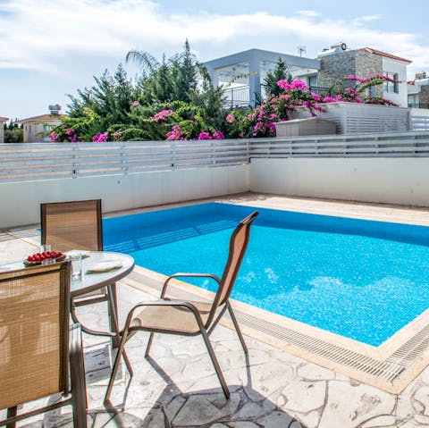 Spend your sunny afternoons splashing, sunbathing, and barbecuing around your private pool terrace