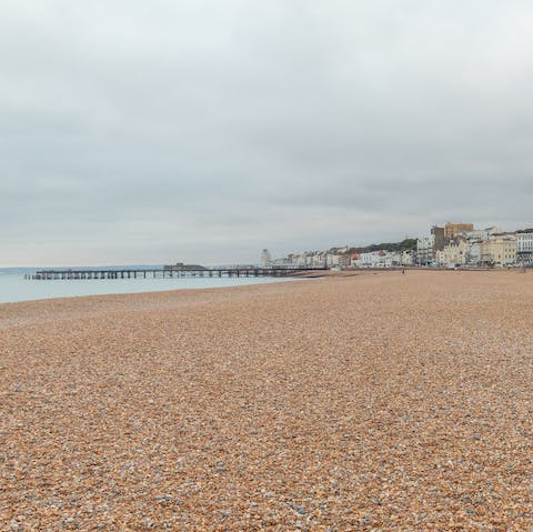 Head to Hastings Beach – just a seven-minute walk away 