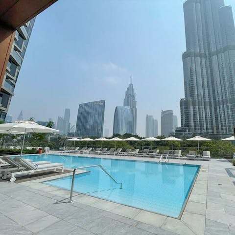 Enjoy a refreshing dip in the communal swimming pool