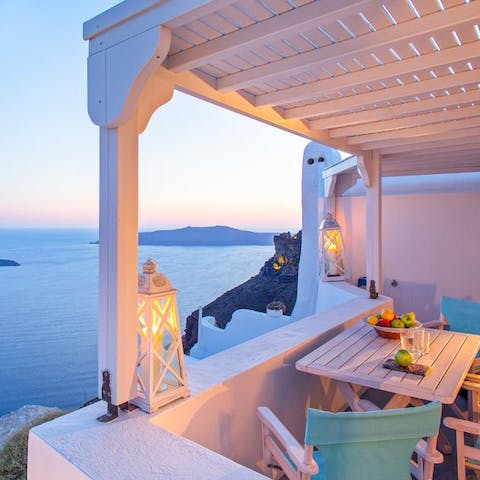 Find the perfect spot for drinks on the balcony
