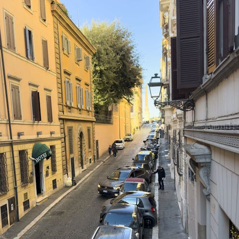 Pad out to the balcony for a glimpse of the Sallustiano Obelisk