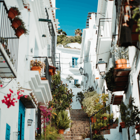 Visit Frigiliana, 7km away, and fall in love with its cobbled streets and authentic charm