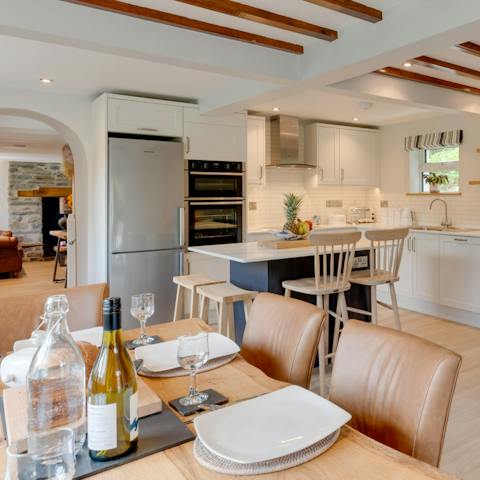 Let your culinary skills run wild in the bright kitchen as you nibble on a tasty treat from the award-winning chocolatier nearby