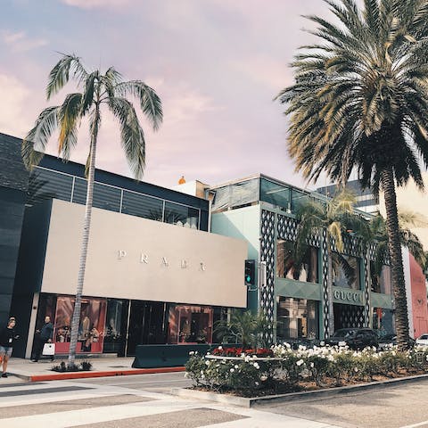 Take the car for a five-minute drive to the iconic Rodeo Drive and browse the luxe stores