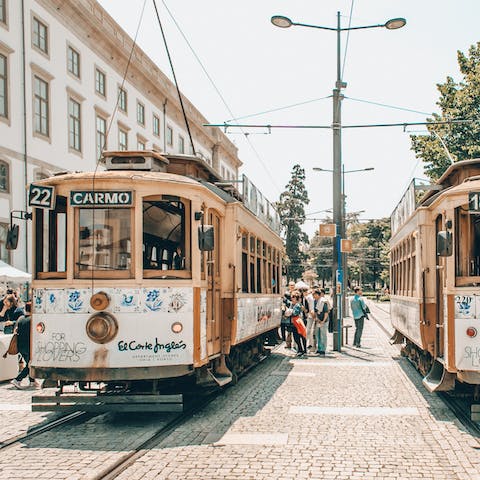 View the surroundings while travelling on a historic tram