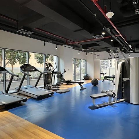 Let off some steam in the building's gym