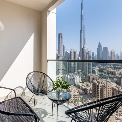 Enjoy the incredible skyline view as you sip on your morning tea