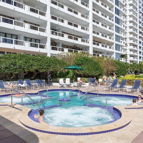 Close your eyes and relax in the large communal whirlpool