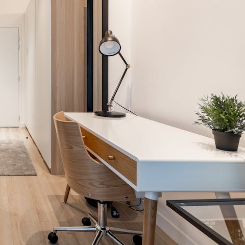 Get down to business at the desk, perfect for those needing to work remotely during their stay