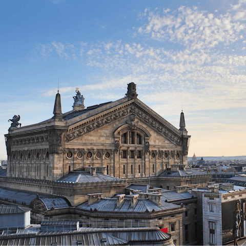 Visit the beautiful Opéra Garnier, a twenty-three-minute walk away