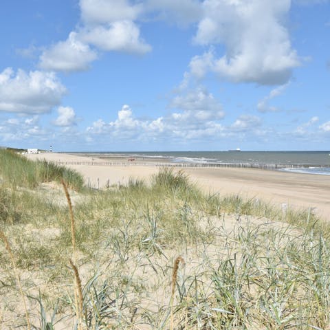 Take long strolls on the beach at Kruishoofd, a six-minute drive away