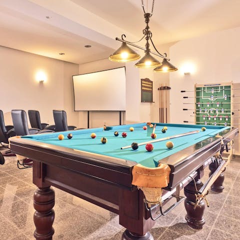 Play the night away in the well-equipped games room