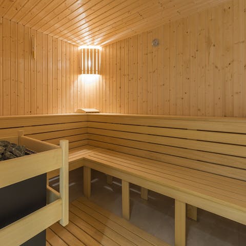 Head down to the building's sauna and leave with a healthy glow on your face