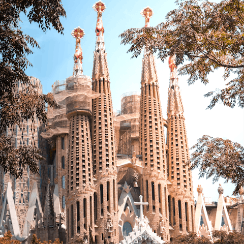 Visit Barcelona's iconic Sagrada Família, a twenty-minute walk away